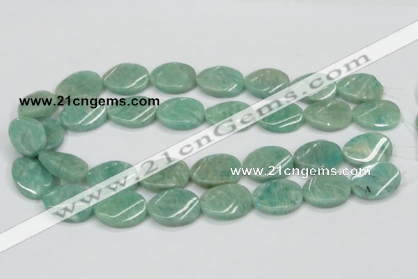 CAM414 15.5 inches 18*25mm twisted oval natural russian amazonite beads