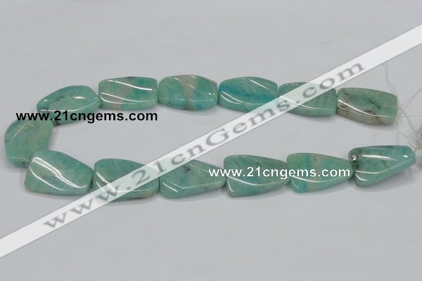 CAM415 22*30mm twisted rectangle natural russian amazonite beads