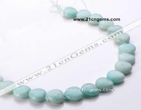 CAM56 16*16mm natural amazonite heart gemstone beads Wholesale