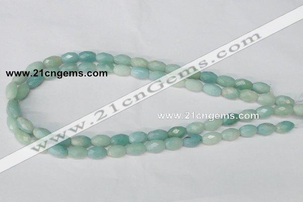 CAM604 15.5 inches 8*12mm faceted rice Chinese amazonite gemstone beads