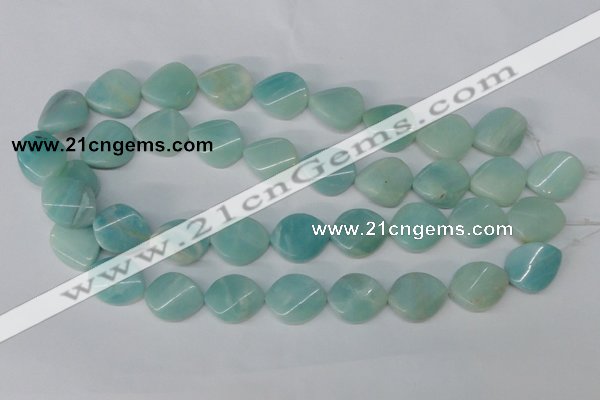 CAM607 15.5 inches 18*22mm twisted oval Chinese amazonite beads