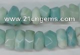 CAM611 15.5 inches 6*14mm faceted nugget Chinese amazonite beads