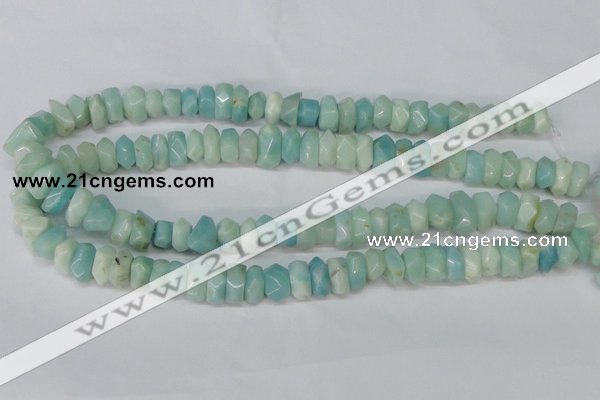 CAM611 15.5 inches 6*14mm faceted nugget Chinese amazonite beads