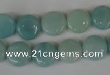 CAM619 15.5 inches 12mm flat round Chinese amazonite gemstone beads