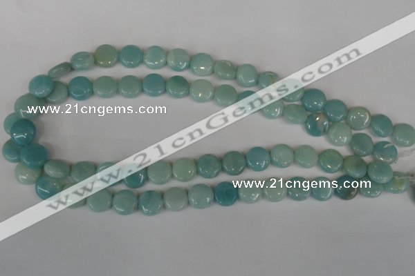 CAM619 15.5 inches 12mm flat round Chinese amazonite gemstone beads