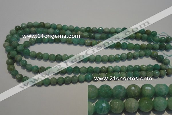 CAM812 15.5 inches 8mm faceted round Brazilian amazonite beads