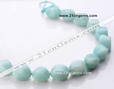 CAM87 17*21mm twisted pebble natural amazonite beads Wholesale