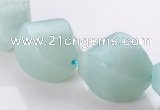 CAM88 15*20mm natural amazonite twisted pebble beads Wholesale