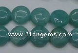 CAM916 15.5 inches 14mm flat round amazonite gemstone beads wholesale