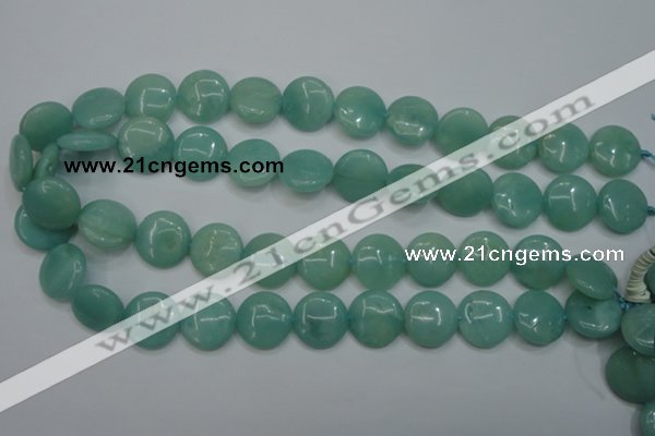 CAM917 15.5 inches 16mm flat round amazonite gemstone beads wholesale