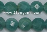 CAM942 15.5 inches 14mm faceted coin amazonite gemstone beads