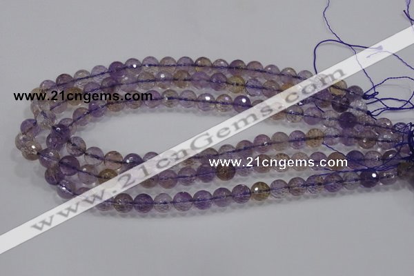 CAN09 15.5 inches 8mm faceted round natural ametrine gemstone beads