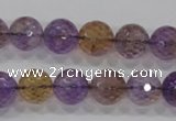 CAN11 15.5 inches 12mm faceted round natural ametrine gemstone beads