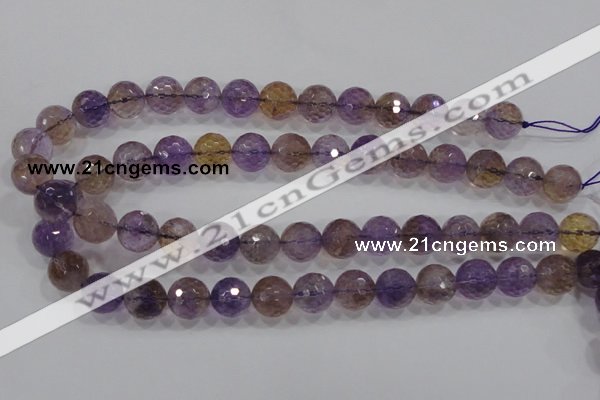 CAN11 15.5 inches 12mm faceted round natural ametrine gemstone beads