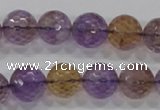 CAN12 15.5 inches 14mm faceted round natural ametrine gemstone beads