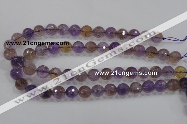 CAN12 15.5 inches 14mm faceted round natural ametrine gemstone beads