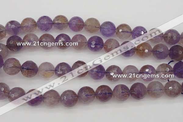 CAN155 15.5 inches 14mm faceted round natural ametrine beads