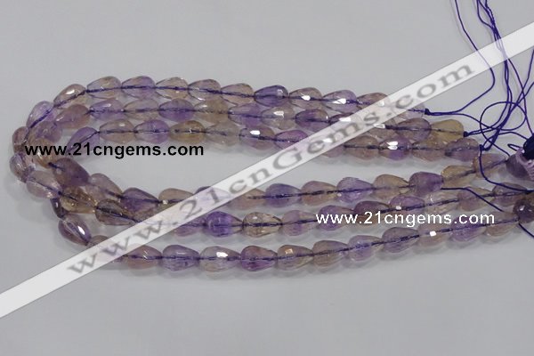 CAN23 15.5 inches 10*14mm faceted teardrop natural ametrine beads