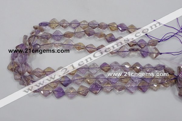 CAN34 15.5 inches 12*12mm faceted diamond natural ametrine beads