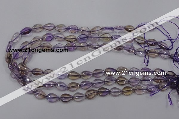 CAN38 15.5 inches 10*14mm flat teardrop natural ametrine beads