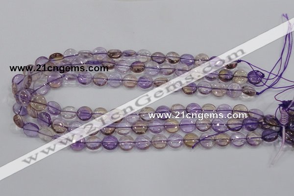 CAN41 15.5 inches 12mm flat round natural ametrine gemstone beads