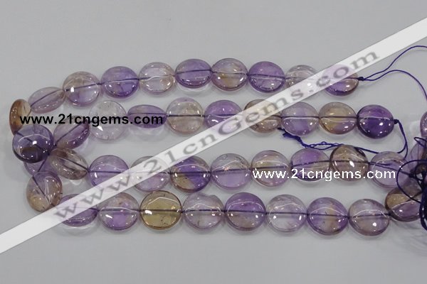 CAN43 15.5 inches 16mm flat round natural ametrine gemstone beads