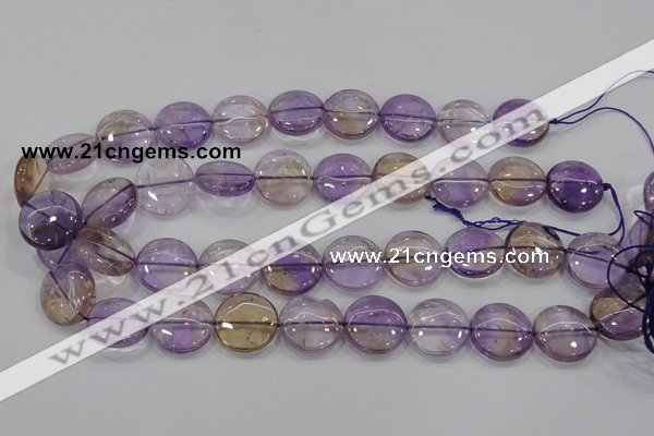 CAN44 15.5 inches 18mm flat round natural ametrine gemstone beads