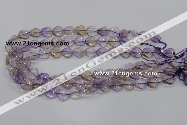 CAN52 15.5 inches 14mm twisted coin natural ametrine gemstone beads