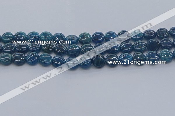 CAP381 15.5 inches 10mm flat round apatite gemstone beads