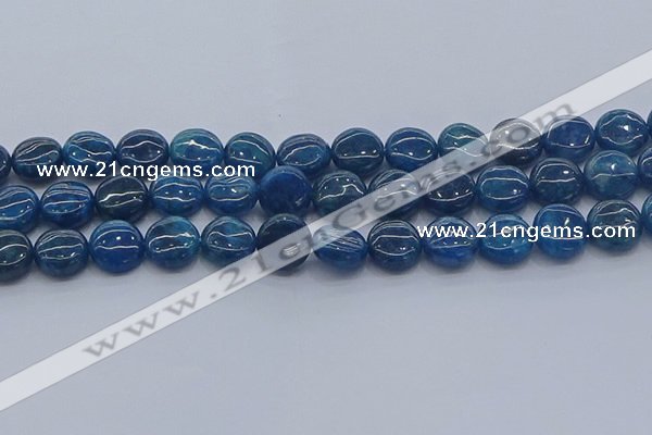 CAP382 15.5 inches 12mm flat round apatite gemstone beads