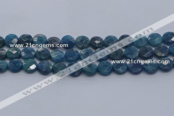 CAP389 15.5 inches 12mm faceted coin apatite gemstone beads