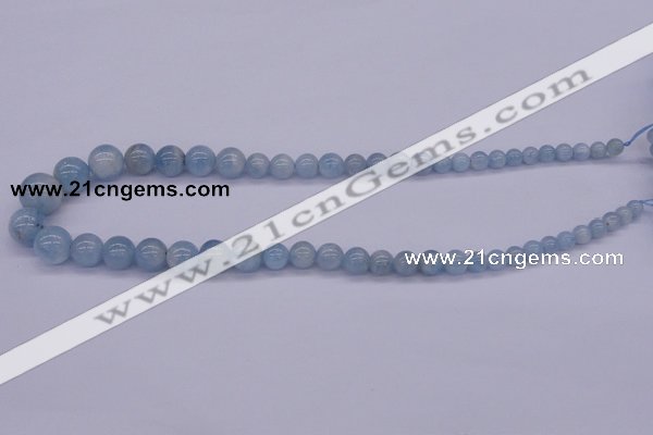 CAQ128 15.5 inches multi-size round natural aquamarine beads wholesale