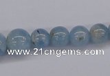 CAQ130 15.5 inches multi-size round natural aquamarine beads