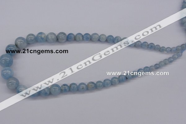 CAQ130 15.5 inches multi-size round natural aquamarine beads