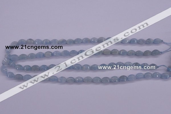 CAQ132 15.5 inches 7*10mm faceted rice natural aquamarine beads