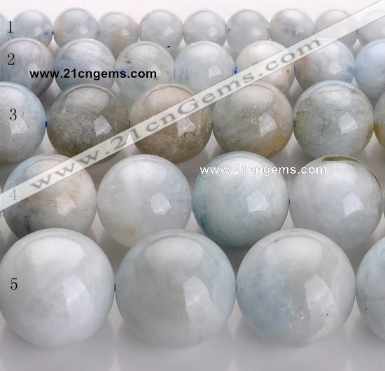 CAQ14 Multi sizes round natural aquamarine gemstone beads wholesale