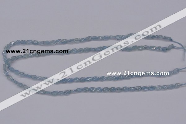 CAQ147 15.5 inches 5*7mm twisted oval natural aquamarine beads