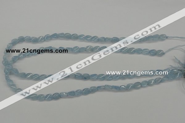 CAQ148 15.5 inches 6*8mm twisted oval natural aquamarine beads