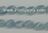 CAQ149 15.5 inches 8*12mm twisted oval natural aquamarine beads