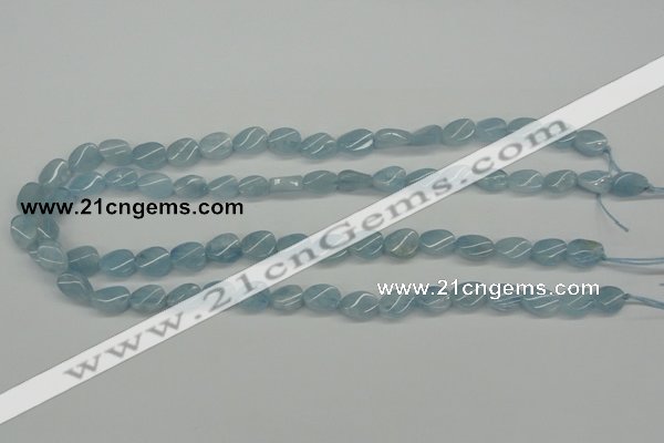 CAQ149 15.5 inches 8*12mm twisted oval natural aquamarine beads