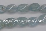 CAQ150 15.5 inches 10*12mm twisted oval natural aquamarine beads