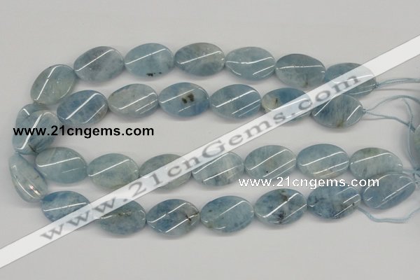 CAQ151 15.5 inches 18*25mm twisted oval natural aquamarine beads