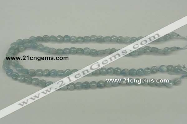 CAQ154 15.5 inches 8*8mm heart natural aquamarine beads