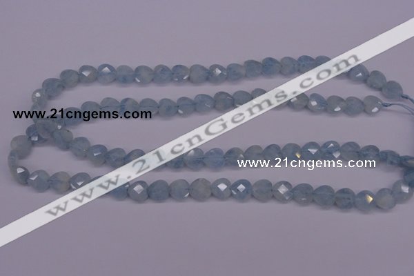 CAQ155 15.5 inches 10*10mm faceted heart natural aquamarine beads