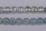 CAQ156 15.5 inches 8mm flat round natural aquamarine beads