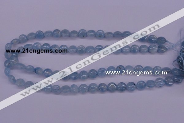 CAQ157 15.5 inches 10mm flat round natural aquamarine beads