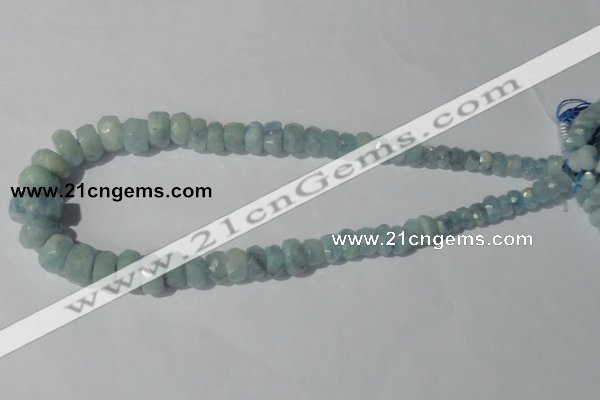 CAQ208 15.5 inches multi-size faceted rondelle natural aquamarine beads