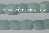 CAQ209 15.5 inches 10*14mm faceted nugget natural aquamarine beads