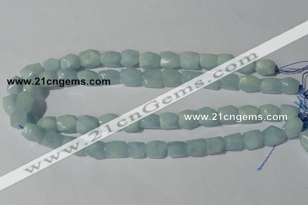 CAQ209 15.5 inches 10*14mm faceted nugget natural aquamarine beads