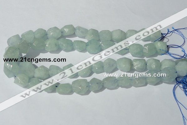 CAQ210 15.5 inches 14*16mm faceted nugget natural aquamarine beads